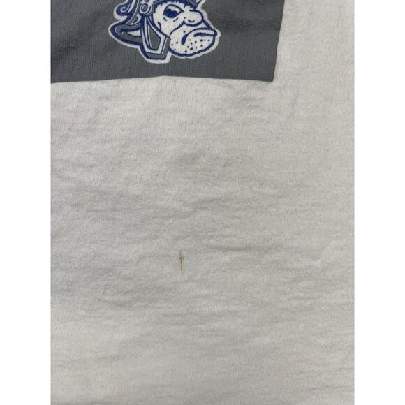 VINTAGE Raiders Big Blue Graphic T-shirt Men XL White USA 90s Single Stitch - Picture 3 of 11